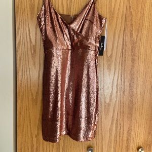 Brand new Lulus sequin gold/bronze dress